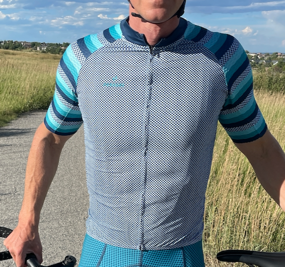 Men's Blue Stripe Cycling Jersey
