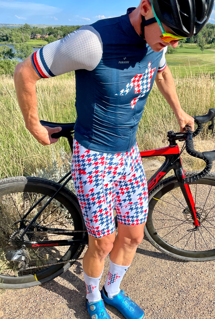 red white cycling bibs