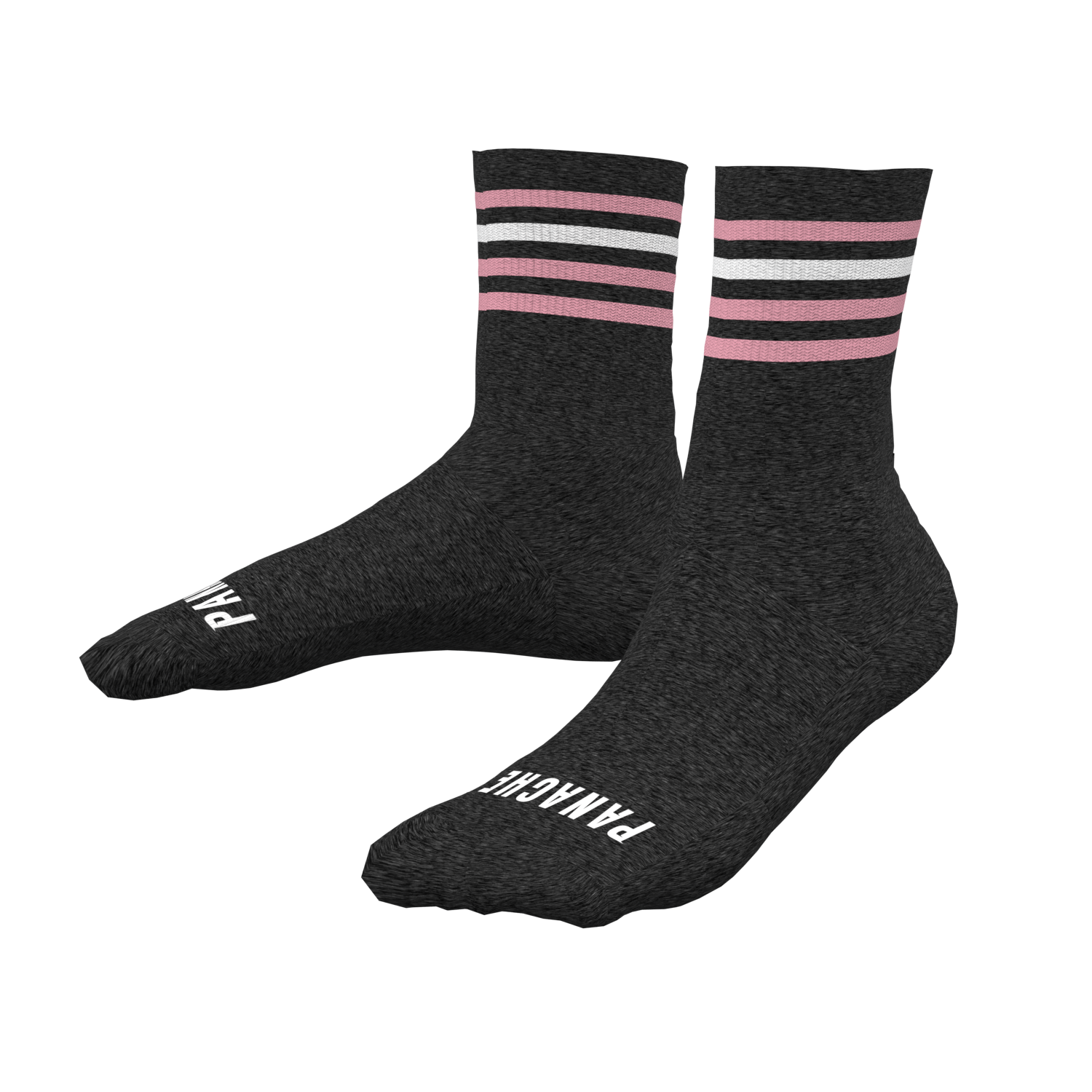 Growdy Merino Wool Socks - CHARCOAL with Pink/White stripes